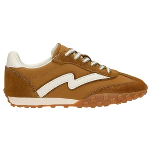 Brązowe sneakersy relaks z łączonych materialow r4618613