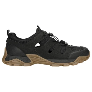 Czarne sneakersy z wycieciami na brązowej podeszwie relaks r 34210-11