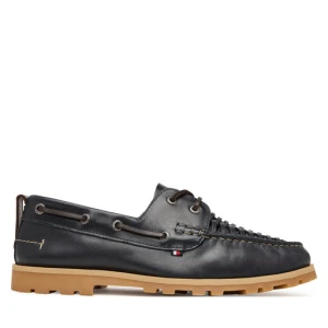 Półbuty Tommy Hilfiger Hilfiger Braided Lth Boat Shoe FM0FM05892 Granatowy
