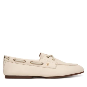 Półbuty Tommy Hilfiger Th Sleek Leather Boat Shoe FW0FW09148 Écru
