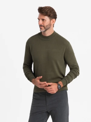 Półgolf dzianinowy męski z wiskozą – ciemnooliwkowy V7 Ombre Clothing