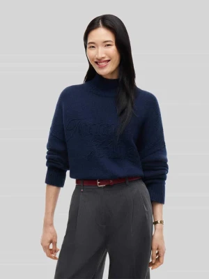 Półgolf z wełny z haftem logo Tommy Hilfiger Granatowy