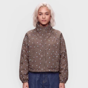 Polka Dot Funnel Neck Jacket Decibel brązowy