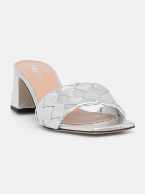 Pollini klapki na niskim obcasie damskie skórzane