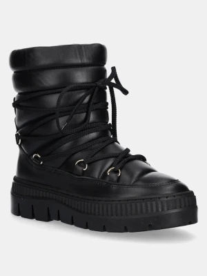 Pollini śniegowce skórzane kolor czarny SA24225G0NTE100A