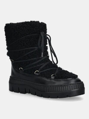 Pollini śniegowce skórzane kolor czarny SA24235H0NTX100A