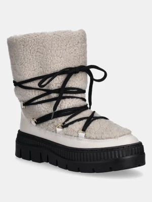Pollini śniegowce skórzane kolor szary SA24235H0NTX110A