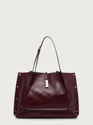 Pollini torebka shopper damska skórzana bordowy