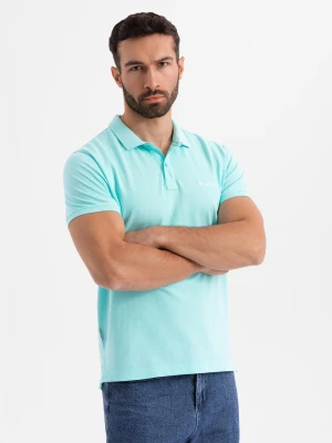 Zdjęcie produktu Polo koszulka z bawełnianej dzianiny pique – błękitna V2 Ombre Clothing
