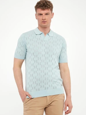 Polo męskie z ażurowym logo KARL LAGERFELD