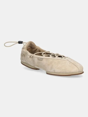 Polo Ralph Lauren baleriny zamszowe Ballerina Lace Up kolor beżowy 804P04927001