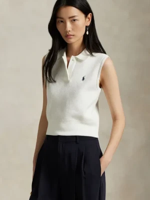 Polo Ralph Lauren bezrękawnik bawełniany damski kolor biały 211970666