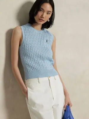 Polo Ralph Lauren bezrękawnik bawełniany damski kolor niebieski 211971882