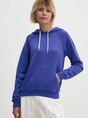 Polo Ralph Lauren bluza bawełniana damska kolor fioletowy z kapturem melanżowa 211935583