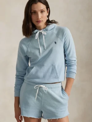 Polo Ralph Lauren bluza bawełniana damska kolor niebieski z kapturem wzorzysta 211935583