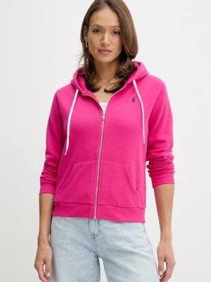 Polo Ralph Lauren bluza bawełniana damska kolor różowy z kapturem melanżowa 211935584