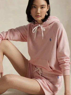 Polo Ralph Lauren bluza bawełniana damska kolor różowy z kapturem wzorzysta 211935583
