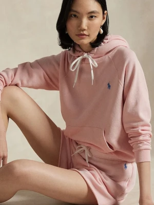 Polo Ralph Lauren bluza bawełniana damska kolor różowy z kapturem wzorzysta 211935583