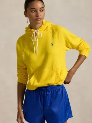 Polo Ralph Lauren bluza bawełniana damska kolor żółty z kapturem wzorzysta 211935583