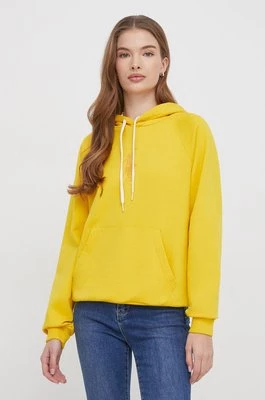 Polo Ralph Lauren bluza bawełniana damska kolor żółty z kapturem z aplikacjąCHEAPER