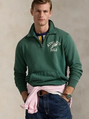 Polo Ralph Lauren bluza bawełniana Lscnm3 Long Sleeve Half Zip męska kolor zielony gładka 710972670