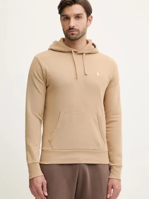 Polo Ralph Lauren bluza bawełniana męska kolor beżowy z kapturem gładka 710916690