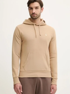 Polo Ralph Lauren bluza bawełniana męska kolor beżowy z kapturem gładka 710916690