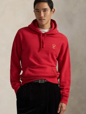 Polo Ralph Lauren bluza bawełniana męska kolor czerwony z kapturem z nadrukiem 710P08095