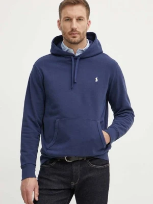 Polo Ralph Lauren bluza bawełniana męska kolor granatowy z kapturem gładka 710916690
