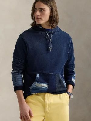 Polo Ralph Lauren bluza bawełniana męska kolor niebieski z kapturem gładka 710958243