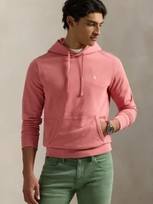 Polo Ralph Lauren bluza bawełniana męska kolor różowy z kapturem gładka 710916690