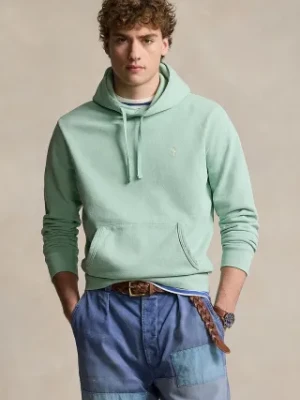 Polo Ralph Lauren bluza bawełniana męska kolor zielony z kapturem gładka 710916690