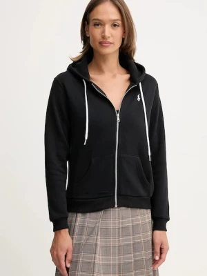 Polo Ralph Lauren bluza damska kolor czarny z kapturem gładka 211943008