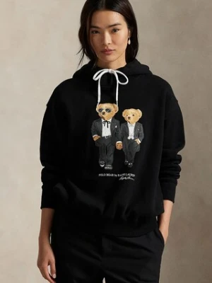 Polo Ralph Lauren bluza damska kolor czarny z kapturem z nadrukiem 211A87106