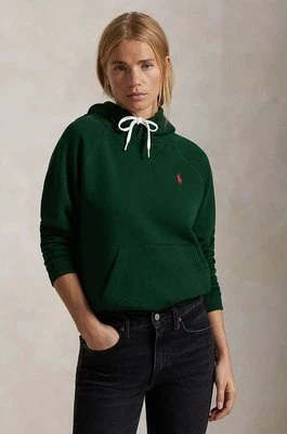 Polo Ralph Lauren bluza damska kolor zielony z kapturem gładka 211943007