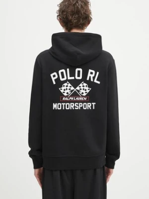 Polo Ralph Lauren bluza Lspohoodm3 Long Sleeve męska kolor czarny z kapturem z nadrukiem 710972613