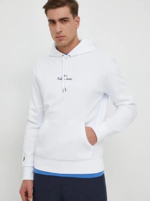 Polo Ralph Lauren bluza męska kolor biały z kapturem z aplikacją