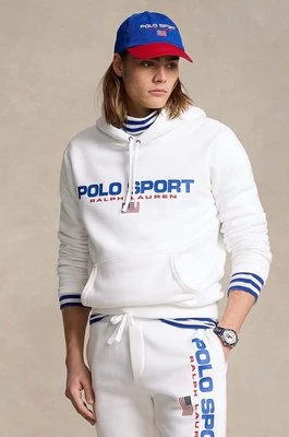 Polo Ralph Lauren bluza męska kolor biały z kapturem z nadrukiem