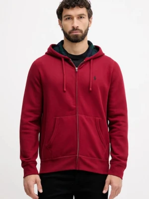 Polo Ralph Lauren bluza męska kolor bordowy z kapturem gładka 710981467