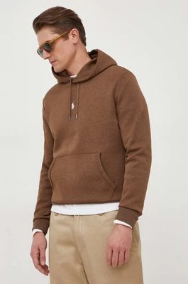 Polo Ralph Lauren bluza męska kolor brązowy z kapturem gładkaCHEAPER