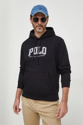 Polo Ralph Lauren bluza męska kolor czarny z kapturem z aplikacją