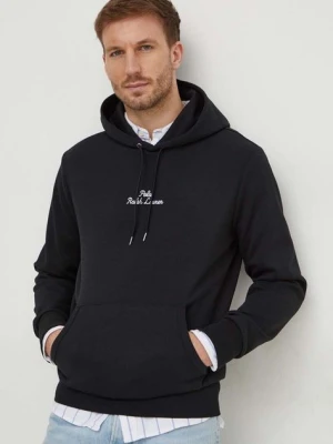 Polo Ralph Lauren bluza męska kolor czarny z kapturem z aplikacją