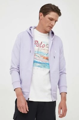 Polo Ralph Lauren bluza męska kolor fioletowy z kapturem gładka