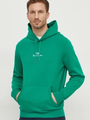 Polo Ralph Lauren bluza męska kolor zielony z kapturem z aplikacją