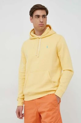 Polo Ralph Lauren bluza męska kolor żółty z kapturem gładka