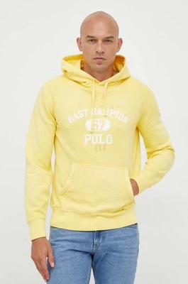 Polo Ralph Lauren bluza męska kolor żółty z kapturem z nadrukiem