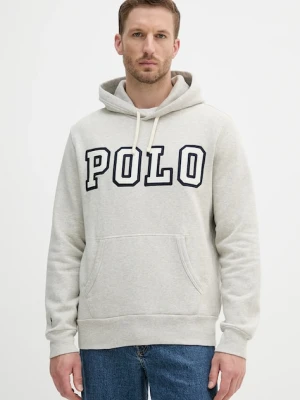 Polo Ralph Lauren bluza Pohoodm2 Long Sleeve męska kolor szary z kapturem z aplikacją 710972664