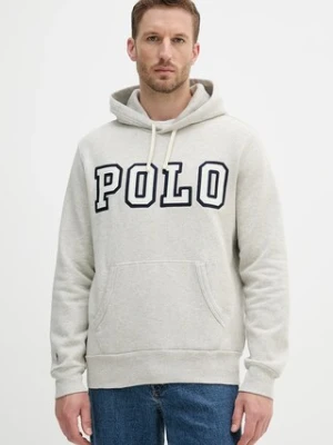 Polo Ralph Lauren bluza Pohoodm2 Long Sleeve męska kolor szary z kapturem z aplikacją 710972664