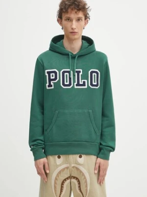 Polo Ralph Lauren bluza Pohoodm2 Long Sleeve męska kolor zielony z kapturem z aplikacją 710972664