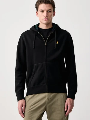 Polo Ralph Lauren bluza rozpinana z kapturem męska z bawełną czarny
